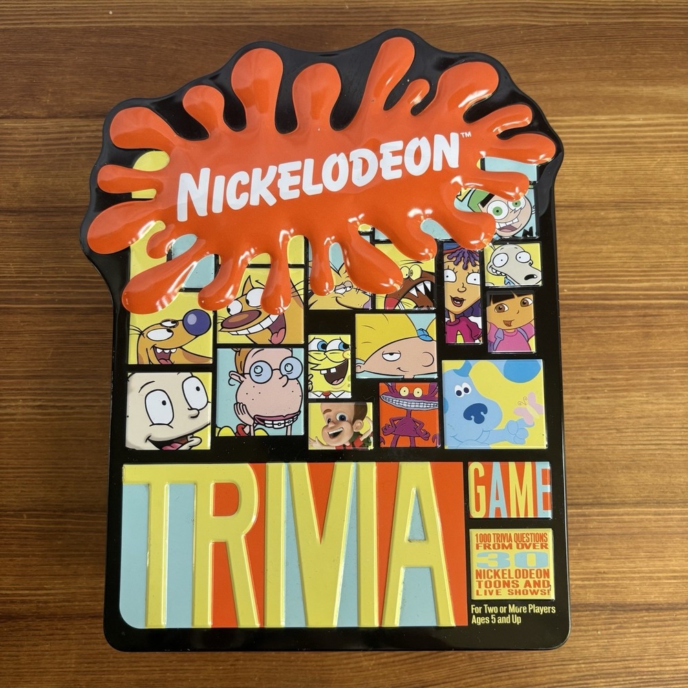 Nickelodeon Trivia Game Tin 1000 Questions Complete? Missing Instructions 2000s